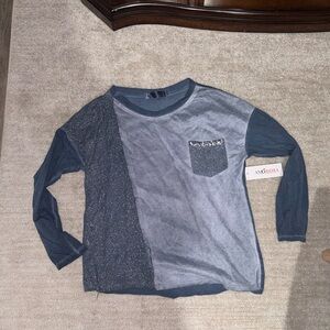 Amorosa Denim Blue Long Sleeve Sz S/M NWT Italy